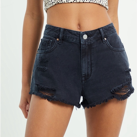 Pacsun High Rise Festival Black Denim Cutoff Shorts size 28 - Picture 1 of 4